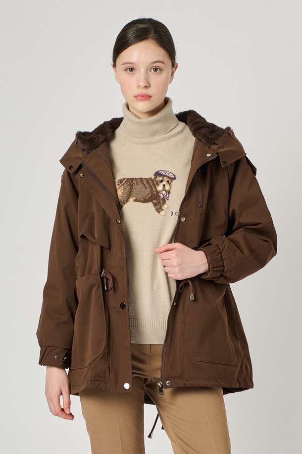 BCBG - 점퍼 - [24WT]라쿤래빗야상 점퍼 -  BROWN B4W9G87574