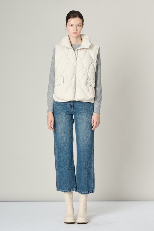 ALL&SUNDRY - 패딩 - [24WT]하이넥 구스 VEST - IVORY A4W9G87013