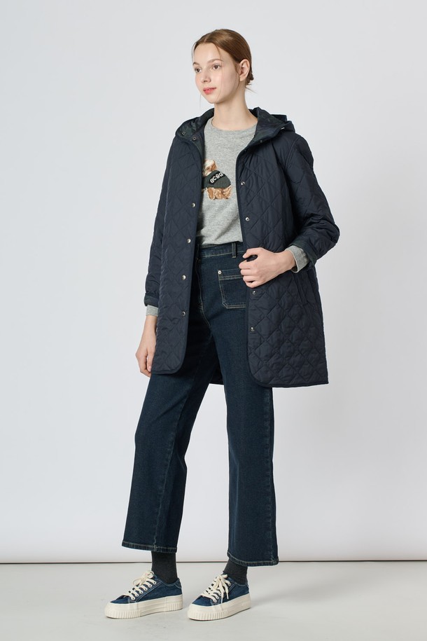 BCBG - 점퍼 - [24WT] 후드 퀼팅 점퍼 - DARK NAVY B4W9R17056