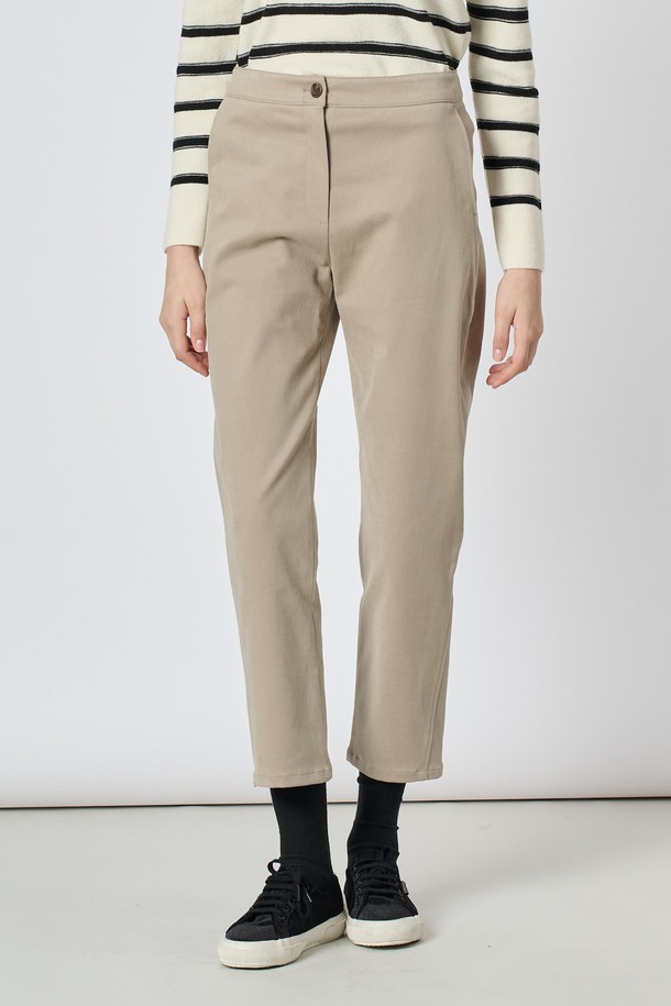 BCBG - 롱/미디팬츠 - [24WT] 백밴딩 테이퍼드 팬츠 - LIGHT BEIGE B4W9P37271