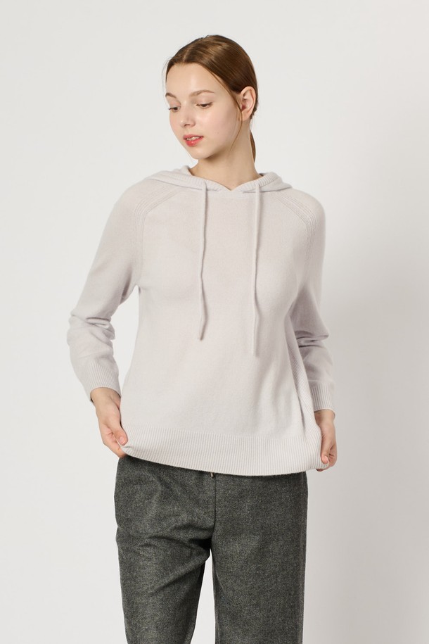 BCBG - 스웨터 - [24WT] 울 캐시 블랜딩 후드 니트 탑 - LIGHT GRAY B4W9K40215