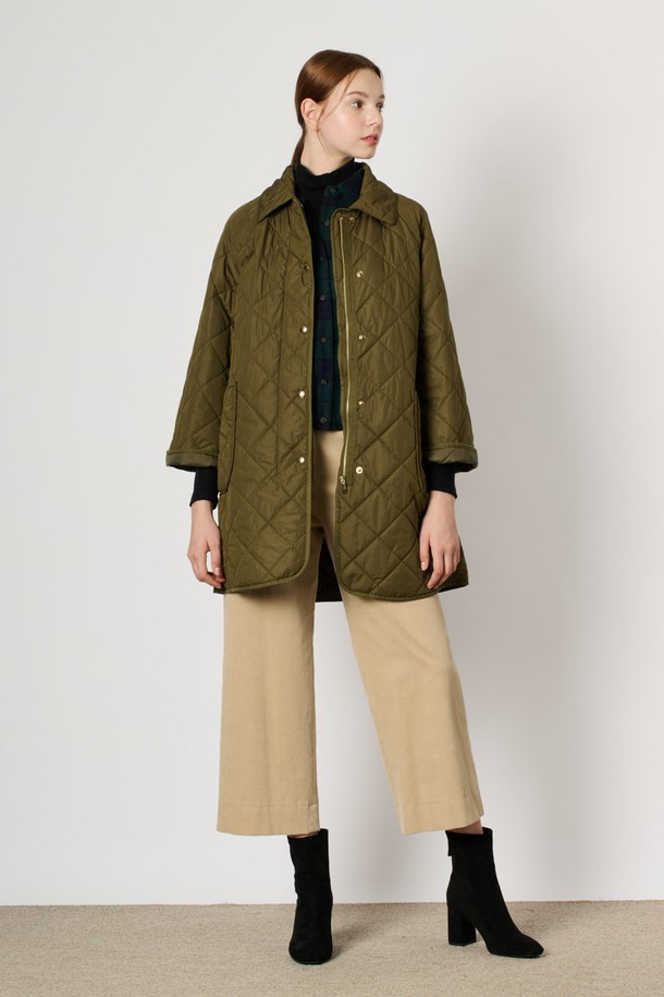 BCBG - 패딩 - [24WT] 퀼티드 패딩 점퍼 - KHAKI B4W9R12545