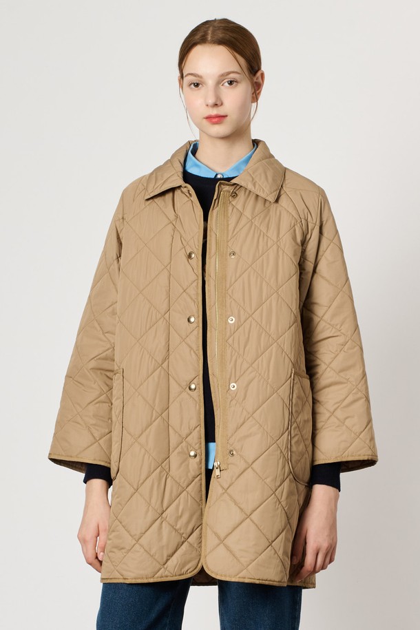 BCBG - 패딩 - [24WT] 퀼티드 패딩 점퍼 - DARK BEIGE B4W9R12573