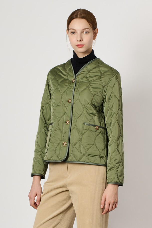 BCBG - 패딩 - [24WT] 웨이브 퀼팅 점퍼 - KHAKI B4W9R13445