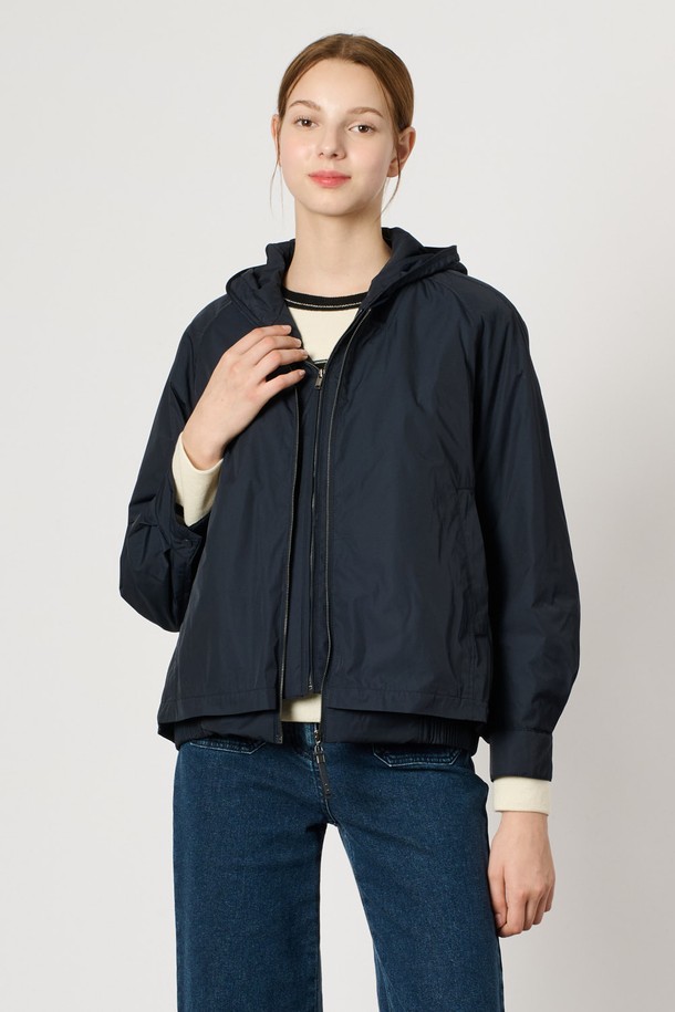 BCBG - 패딩 - [24WT] 후드 집업 더블 점퍼 - NAVY B4W9R15055