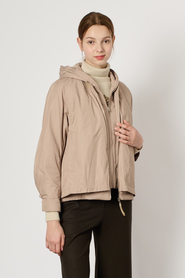 BCBG - 패딩 - [24WT] 후드 집업 더블 점퍼 - M BEIGE B4W9R15072