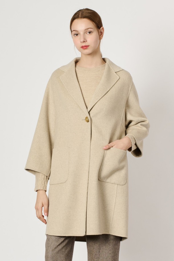 BCBG - 코트 - [24WT] 울 캐시 블랜딩 핸드메이드 코트 - LIGHT BEIGE B4WAH83471