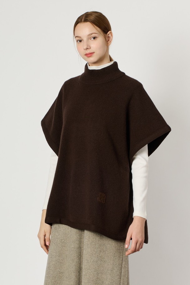 BCBG - 스웨터 - [24WT] 하이넥 니트 케이프 - BROWN B4WAK51474