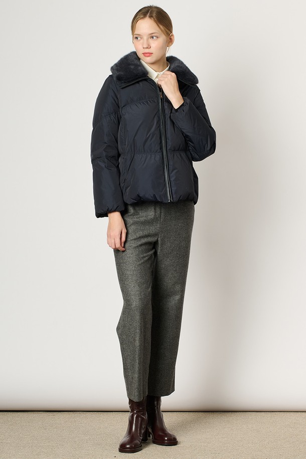 BCBG - 패딩 - [24WT] 탈부착 밍크카라 다운 - NAVY B4WAF83155