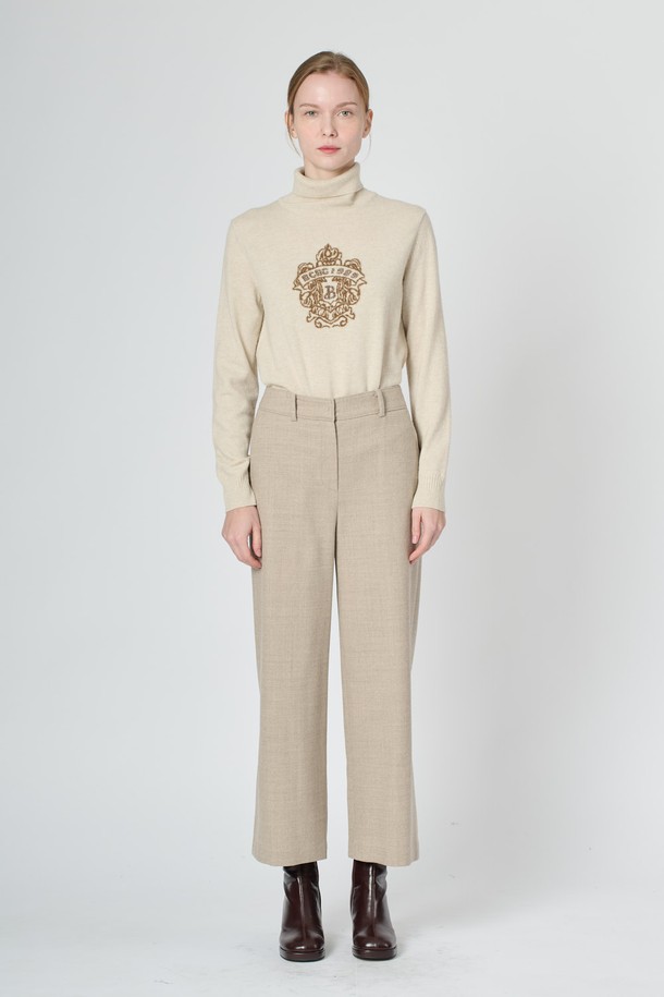 BCBG - 롱/미디팬츠 - [24WT] 울 블랜드 백밴딩 팬츠 -2 - LIGHT BEIGE B4WBP34571