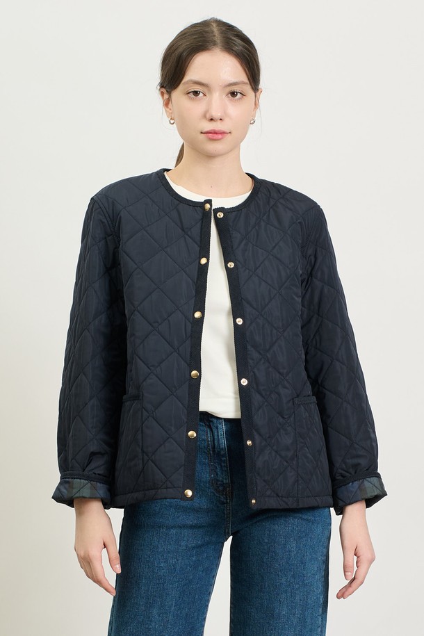 BCBG - 점퍼 - [25SP] 라운드넥 숏 퀼팅 점퍼 - NAVY B5S1R11555