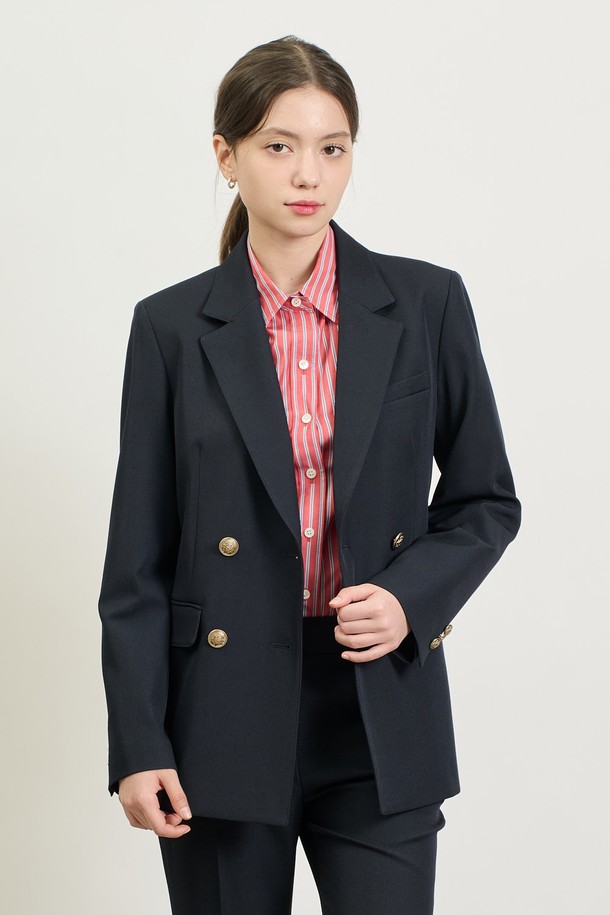 BCBG - 자켓 - [25SP] 더블 브레스티드 자켓 - DARK NAVY B5S2J12256