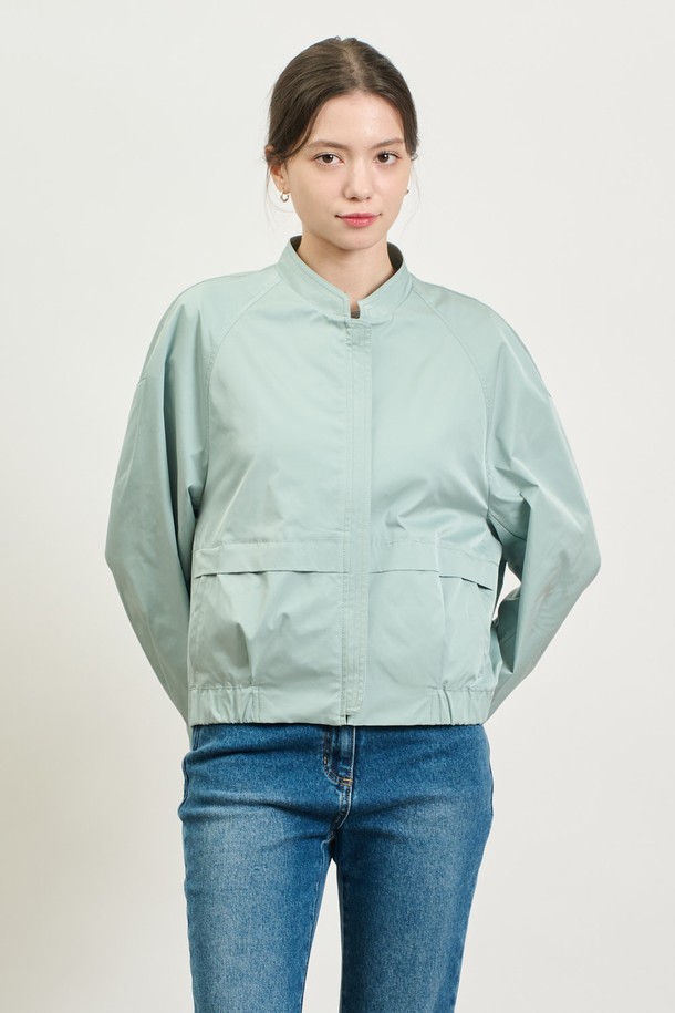 BCBG - 점퍼 - [25SP] 레글런 히든지퍼 점퍼 - MINT GREY B5S2R12039