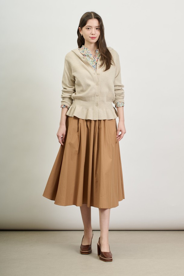 BCBG - 가디건 - [25SP] 프릴 후드 니트 가디건 - M BEIGE B5S1K10272