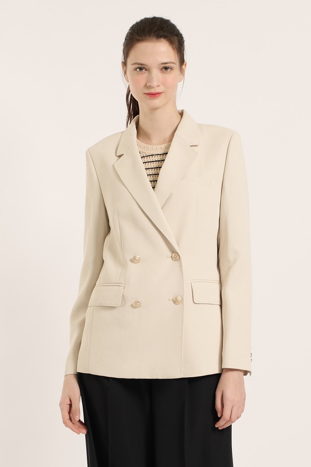 BCBG - 자켓 - [25SM] 스티치 더블 자켓 - CREAM B5B3J10914