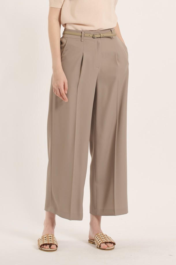 BCBG - 롱/미디팬츠 - [25SM] 벨트세트 와이드 슬렉스 - M BEIGE B5B3P30772