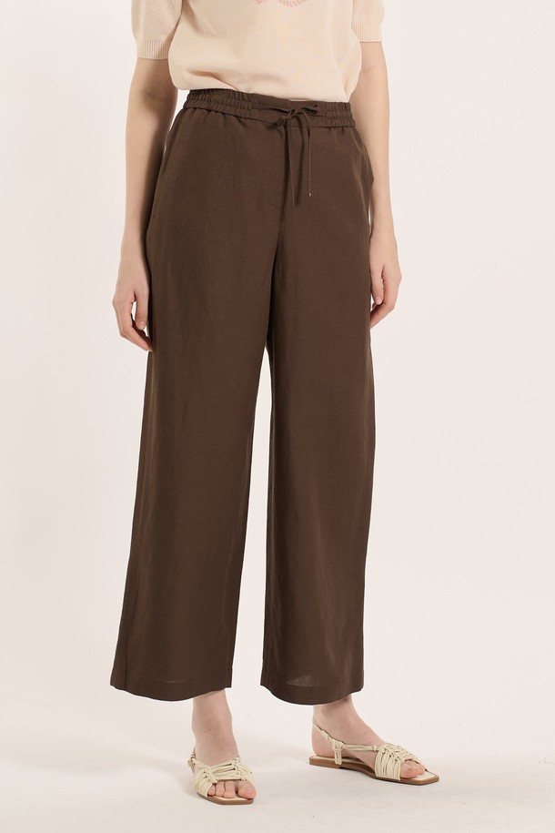 BCBG - 롱/미디팬츠 - [25SU] 허리스트링 팬츠 - BROWN B5B4P38774