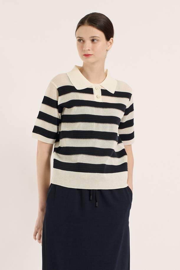BCBG - 스웨터 - [25SM] 티에리 단가라 풀오버 - DARK NAVY B5B4K48256