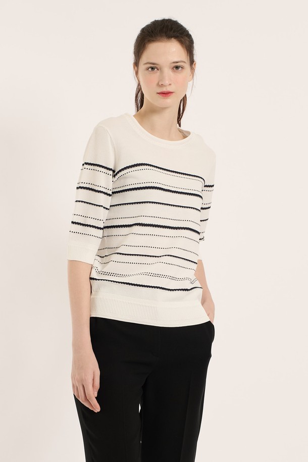 BCBG - 스웨터 - [25SM] 올솔트 단가라 풀오버 - IVORY B5B4K48113