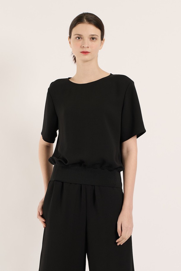 BCBG - 블라우스 - [25SM] 니트배색 t블라우스 - BLACK B5B4B48699