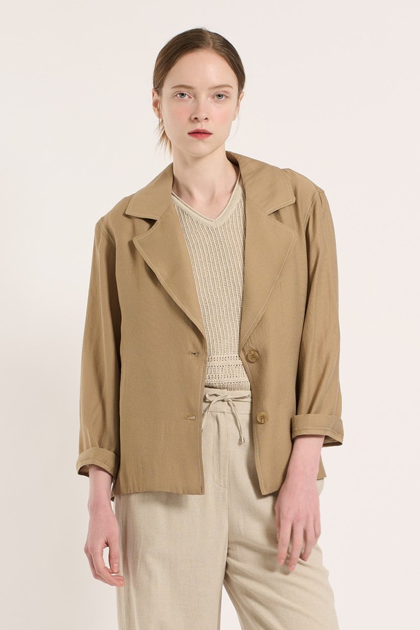 BCBG - 자켓 - [25SU] 투버튼 스티치 자켓 - M BEIGE B5M3G17472