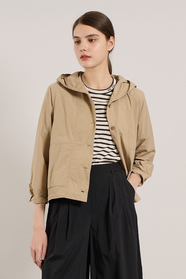ALL&SUNDRY - 점퍼 - [25SU] 홑겹 크롭 후드 점퍼  - M BEIGE A5M3R17372