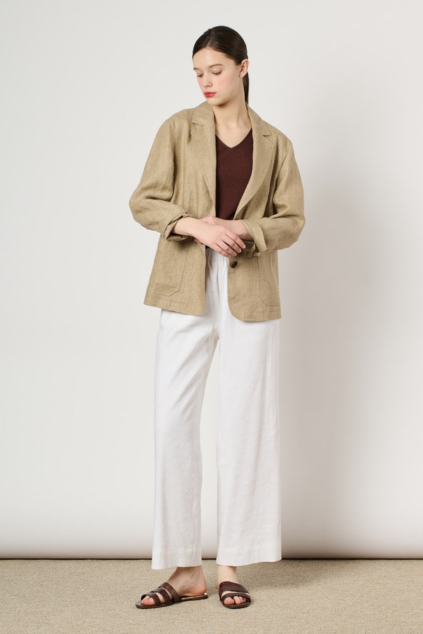 BCBG - 자켓 - [24SU]린넨 버튼 자켓 - M Beige B4M4J12572