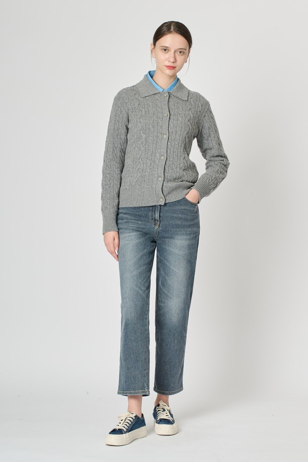 BCBG - 가디건 - [24WT]케이블 카라 니트 가디건 - MULTI M GRAY B4W9K18297