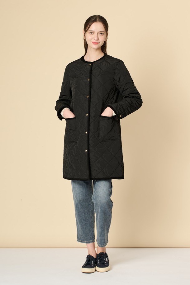 BCBG - 점퍼 - [24WT]라운드 퀼팅 점퍼 - BLACK B4W9R13199