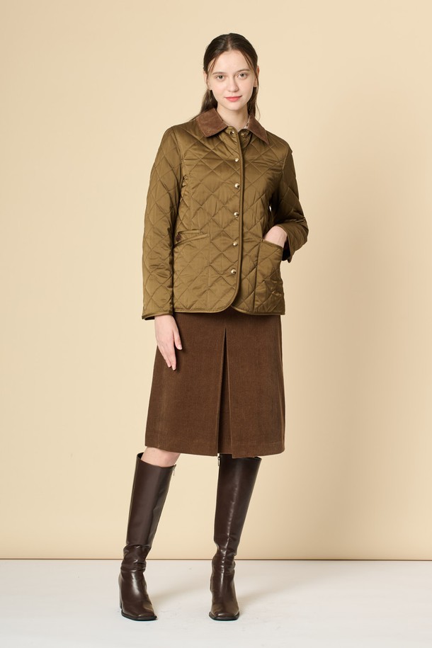 BCBG - 점퍼 - [24WT] 코듀로이 블록 퀼팅 점퍼 - KHAKI B4W9R13045