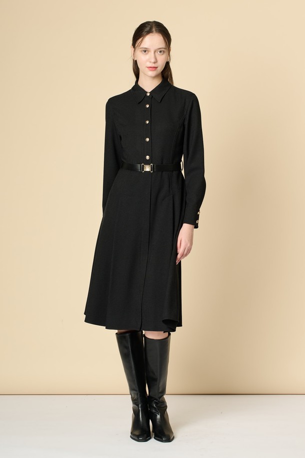 BCBG -  - [24WT]클래식 벨티드 원피스 - BLACK B4W9O60599