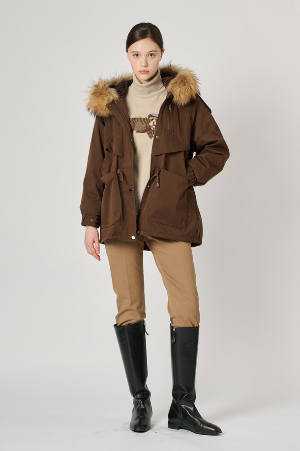 BCBG - 점퍼 - [24WT]라쿤래빗야상 점퍼 -  BROWN B4W9G87574