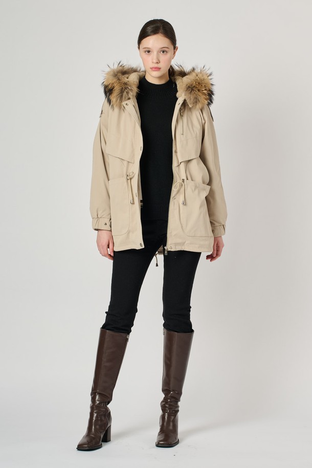 BCBG - 점퍼 - [24WT]라쿤래빗야상 점퍼 - LIGHT BEIGE B4W9G87571