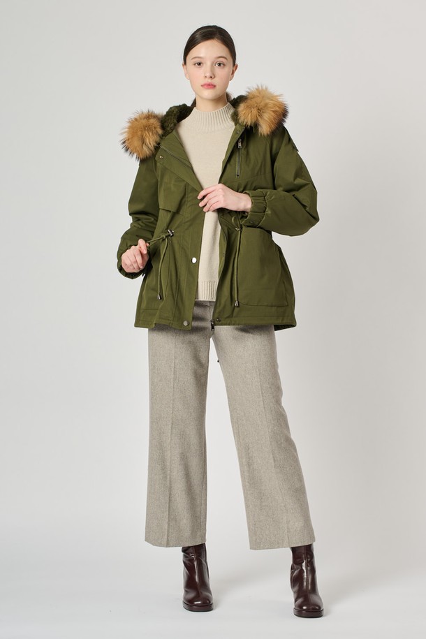 BCBG - 점퍼 - [24WT]라쿤래빗야상 점퍼 - KHAKI B4W9G87545