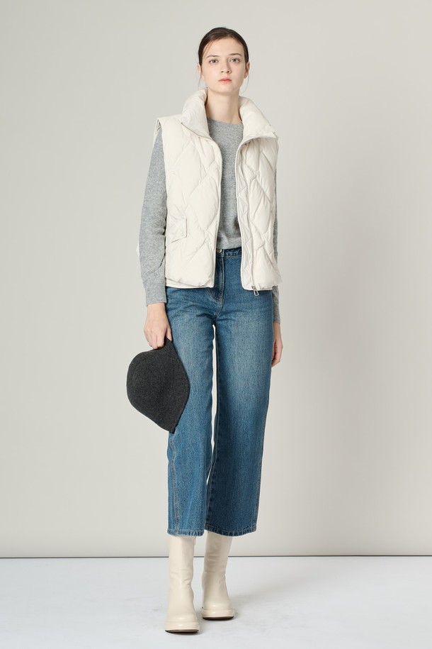 ALL&SUNDRY - 패딩 - [24WT]하이넥 구스 VEST - IVORY A4W9G87013