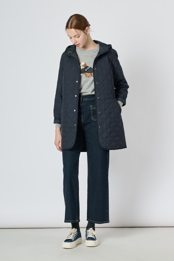 BCBG - 점퍼 - [24WT] 후드 퀼팅 점퍼 - DARK NAVY B4W9R17056