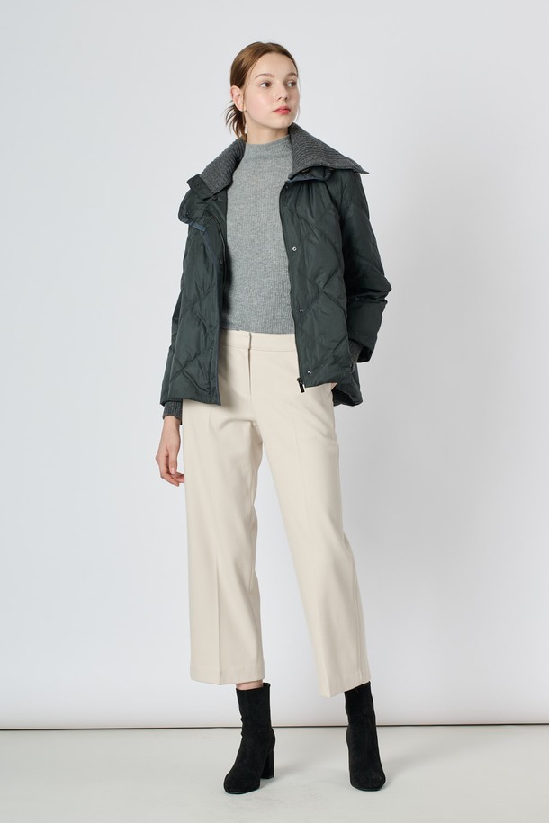 BCBG - 패딩 - [24WT] 니트 블록 덕다운 점퍼 - DARK KHAKI B4W9G88583