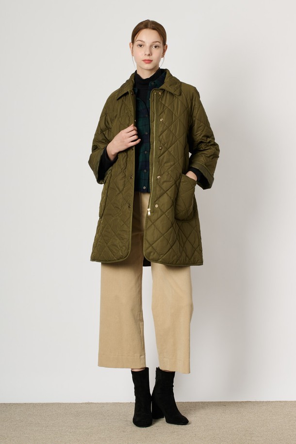 BCBG - 패딩 - [24WT] 퀼티드 패딩 점퍼 - KHAKI B4W9R12545