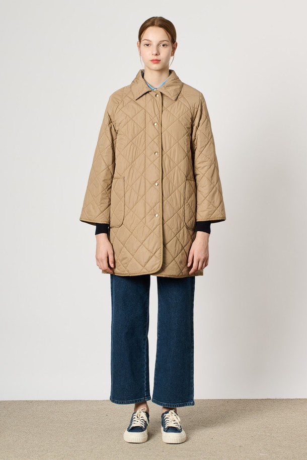 BCBG - 패딩 - [24WT] 퀼티드 패딩 점퍼 - DARK BEIGE B4W9R12573