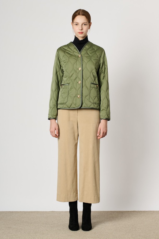 BCBG - 패딩 - [24WT] 웨이브 퀼팅 점퍼 - KHAKI B4W9R13445