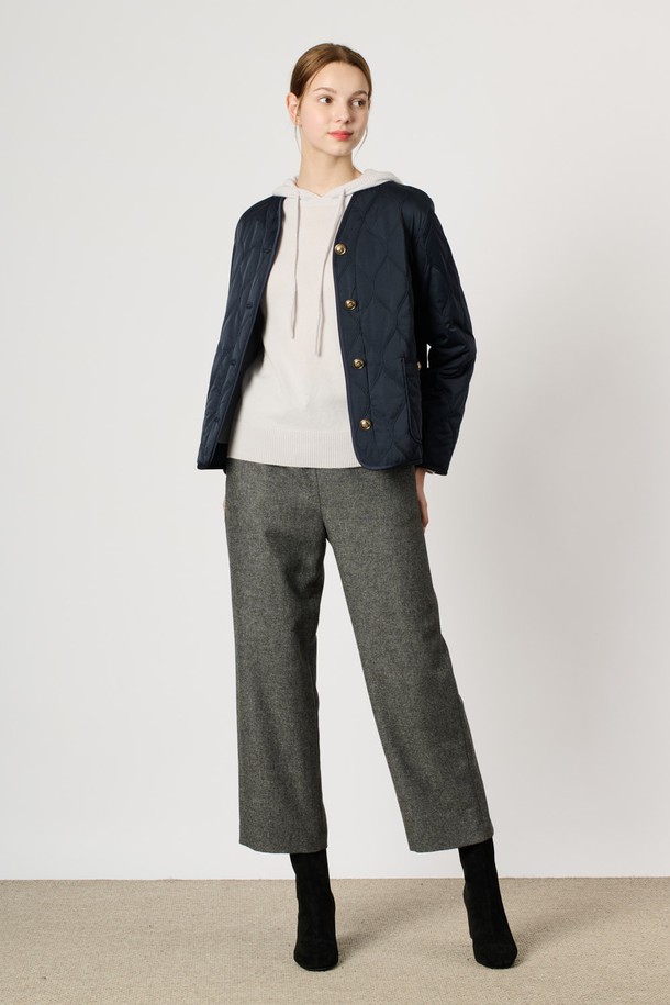 BCBG - 패딩 - [24WT] 웨이브 퀼팅 점퍼 - NAVY B4W9R13455