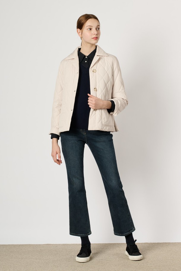 BCBG - 패딩 - [24WT] 퀼티드 카라 패딩 점퍼 - LIGHT BEIGE B4W9R13771