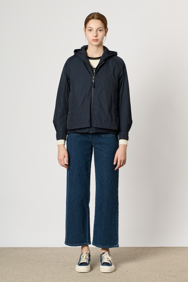 BCBG - 패딩 - [24WT] 후드 집업 더블 점퍼 - NAVY B4W9R15055