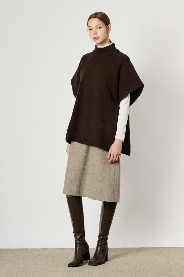BCBG - 스웨터 - [24WT] 하이넥 니트 케이프 - BROWN B4WAK51474