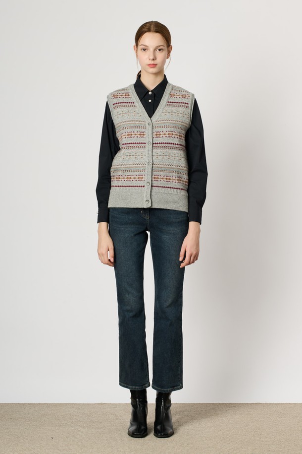 BCBG - 베스트 - [24WT] 페어아일 니트 베스트 - MULTI M GRAY B4WAK51697