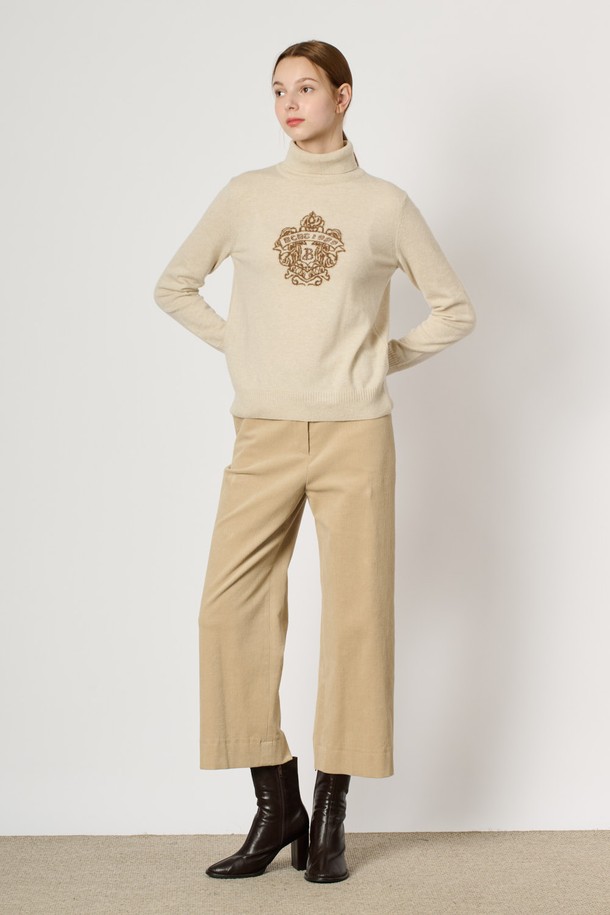 BCBG - 터틀넥 - [24WT] 원포인트 터들넥 니트 탑 - OATMEAL B4WBK32577