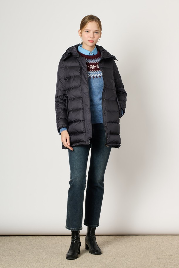 BCBG - 패딩 - [24WT] 카라 넥 롱 다운 - NAVY B4WAF82555