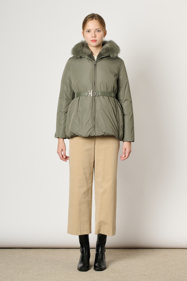 BCBG - 패딩 - [24WT] 폭스 퍼 벨트 다운 - LIGHT KHAKI B4WAF83281