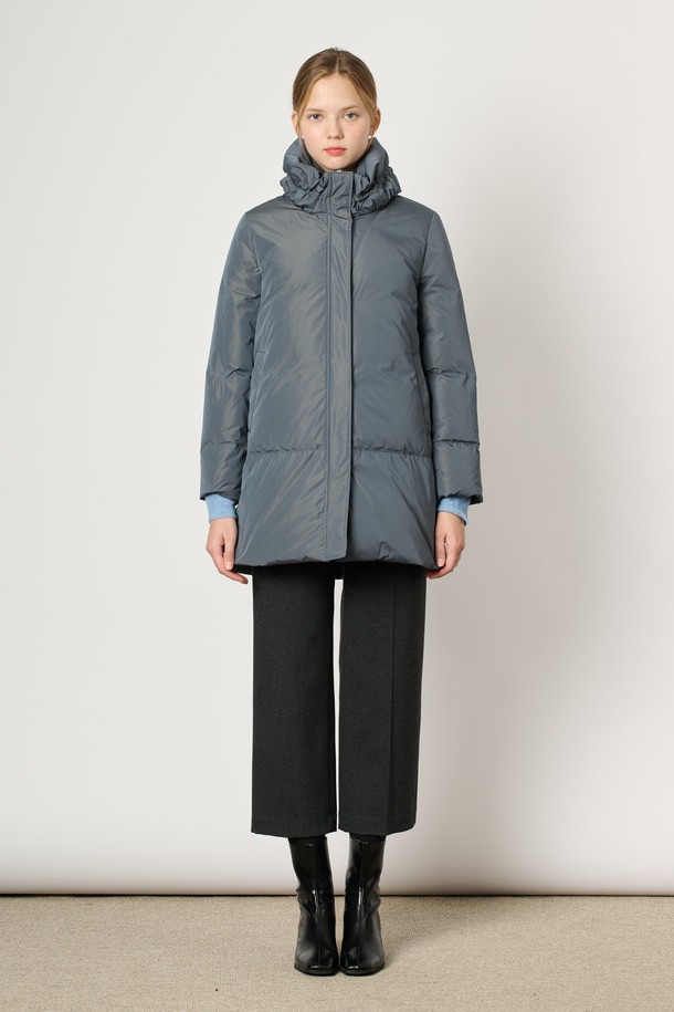 BCBG - 패딩 - [24WT] 탈부착 밍크 퍼 하이넥 다운 - DARK BLUE B4WAF83354