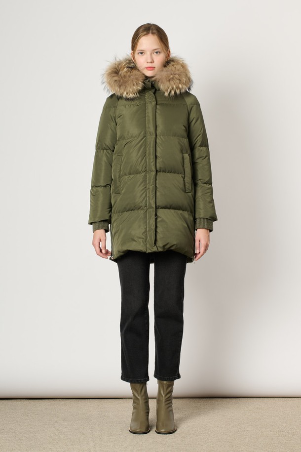 BCBG - 패딩 - [24WT] 라쿤 퍼 넥 다운 - KHAKI B4WAF84282